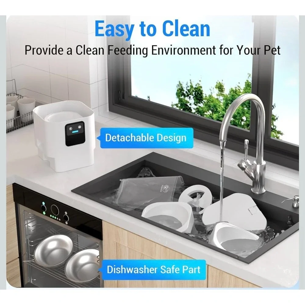 Smart Dual Cat Feeder with WiFi - 7L Automatic Slow Feed for Multiple Pets